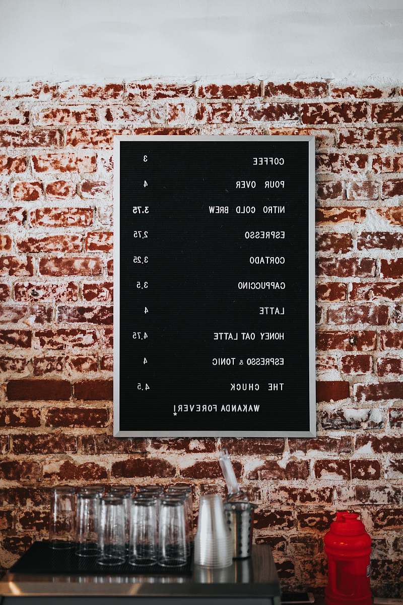 coffee shop black and white menu board black ring coffee